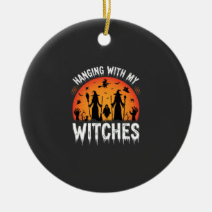 Halloween mit meinen Hexen hängend Vintage Mond Keramik Ornament