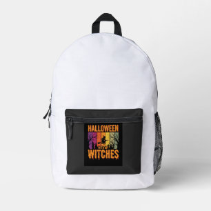 Halloween mit meinen Hexen Retro-Sonnenuntergang Bedruckter Rucksack