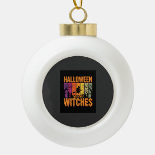 Halloween Mit Meinen Hexen Retro-Sonnenuntergang Keramik Kugel-Ornament
