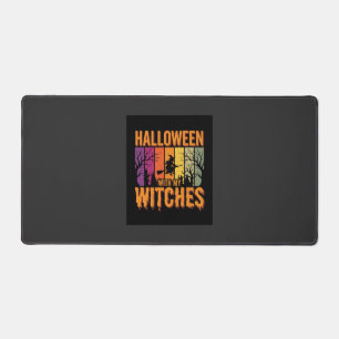 Halloween Mit Meinen Hexen Retro-Sonnenuntergang Schreibtischunterlage
