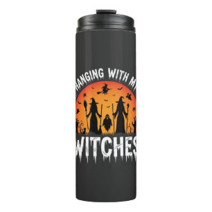 Halloween mit meinen Hexen unter dem Vintage-Mond Thermosbecher
