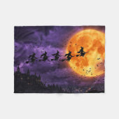 Halloween mit Mond und Hexe Fleecedecke (Vorderseite (Horizontal))