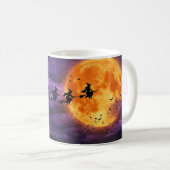 Halloween mit Mond und Hexe Kaffeetasse (VorderseiteRechts)