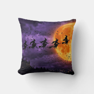 Halloween mit Mond und Hexe Kissen