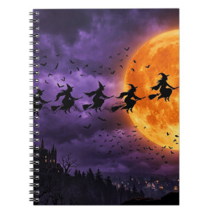 Halloween mit Mond und Hexe Notizblock