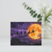 Halloween mit Mond und Hexe Postkarte (Stehend Vorderseite)