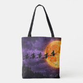 Halloween mit Mond und Hexe Tasche (Rückseite)