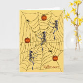Halloween mit Skeletten, Pumpen, Spinnen und Web Karte (Gelbe Blume)
