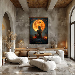 Halloween mit Vollmond, Kerzen & Fledermäusen Poster