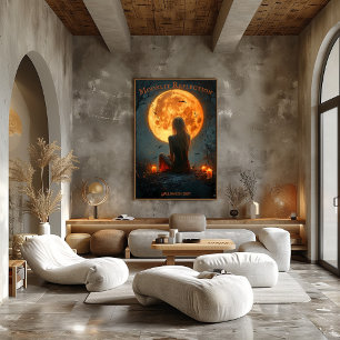 Halloween mit Vollmond, Kerzen & Fledermäusen Poster