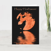 Halloween mit Wolf und Hexe Karte (Vorderseite)