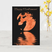 Halloween mit Wolf und Hexe Karte (Gelbe Blume)