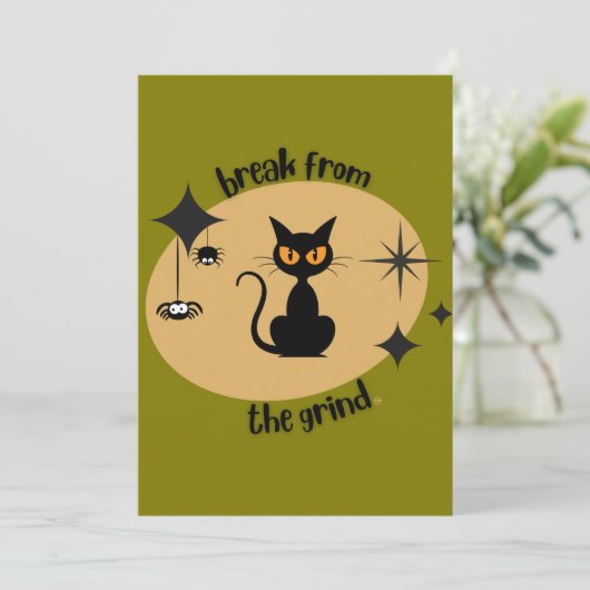 Halloween Mitte des 20. Jahrhunderts Einladung (Stehend Vorderseite)