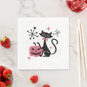 Halloween Mitte Jahrhundert Retro Black Cat Serviette (Beispiel)