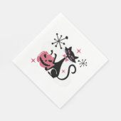 Halloween Mitte Jahrhundert Retro Black Cat Serviette (Ecke)