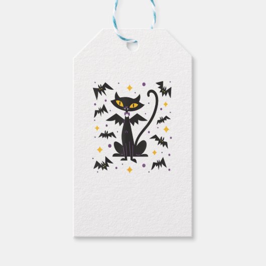 Halloween Mitte Jahrhundert Retro Vampire Black Ca Geschenkanhänger (Vorderseite)