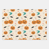 Halloween Mitte Jahrhunderts Pumpkins Muster Geschenkpapier Set (Vorderseite)