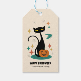 Halloween Mitte Jahrhunderts Schwarze Katze Geschenkanhänger