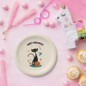 Halloween Mitte Jahrhunderts Schwarze Katze Pappteller (Party)