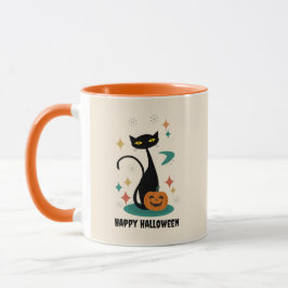 Halloween Mitte Jahrhunderts Schwarze Katze Tasse