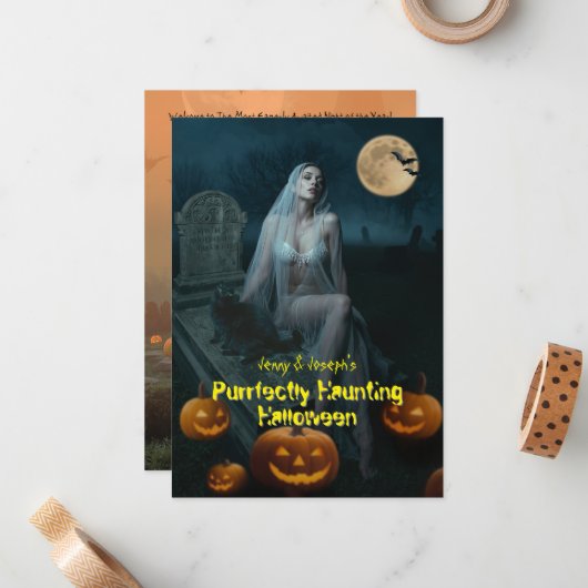 Halloween Mitteilungskarte (Vorderseite/Rückseite Beispiel)