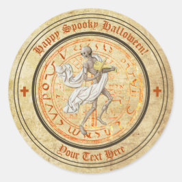 Halloween Mittelalterliches Skelettband Runder Aufkleber