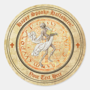 Halloween Mittelalterliches Skelettband Runder Aufkleber