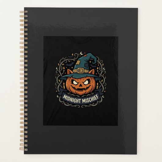 Halloween Mitternacht Kürbis Unfug Planer (Vorderseite)