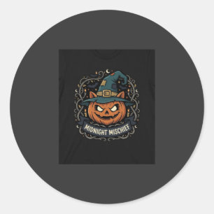 Halloween Mitternacht Kürbis Unfug Runder Aufkleber