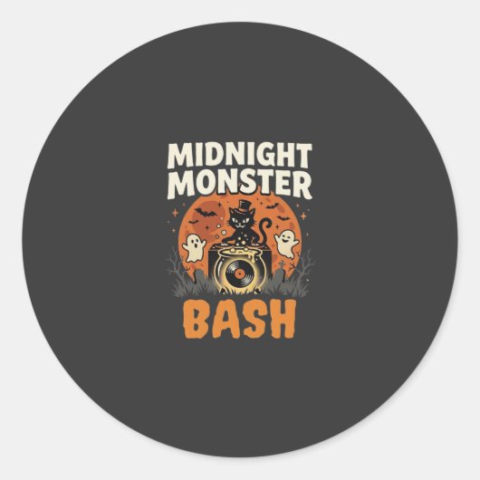 Halloween Mitternacht Monster Bash Runder Aufkleber (Vorderseite)