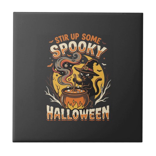 Halloween Mitternachts-Zauber-Magie Fliese (Vorderseite)
