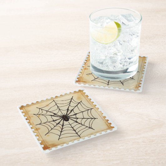 Halloween "Mitternachtsspinner" Glasuntersetzer (Schrägansicht)