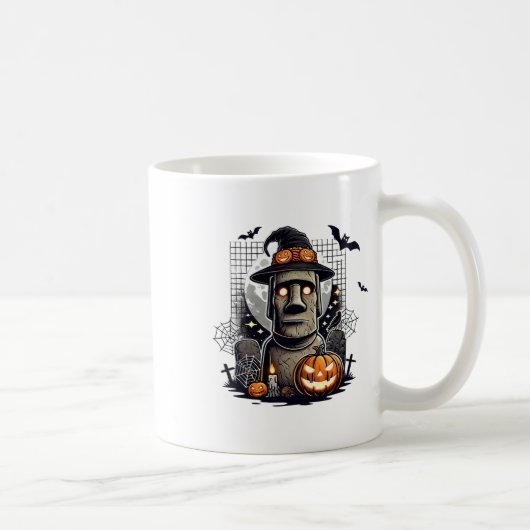 Halloween-Moai-Statue Antike Kultur Kaffeetasse (Rechts)