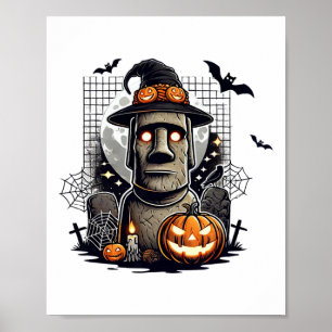 Halloween-Moai-Statue Antike Kultur Poster