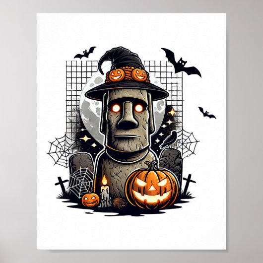 Halloween-Moai-Statue Antike Kultur Poster (Vorne)