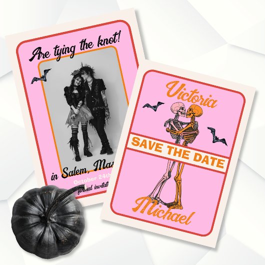 Halloween Mod Retro Save the Date Foto Einladung