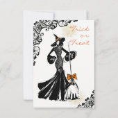 Halloween Modebild mit Spitzentechnik Einladung (Vorderseite)