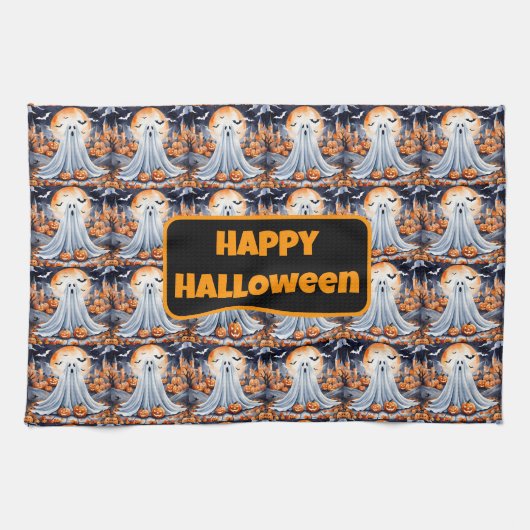 Halloween Modern Pumpkin Autumn Collection Geschirrtuch (Horizontal)