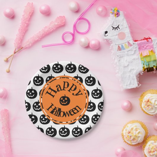 Halloween Modern Pumpkin Design Pappteller (Party)