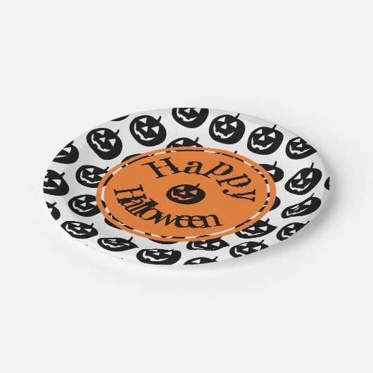 Halloween Modern Pumpkin Design Pappteller (Schrägansicht)