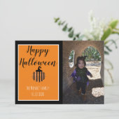 Halloween Modern Pumpkin Pattern Fotokarte Feiertagskarte (Stehend Vorderseite)