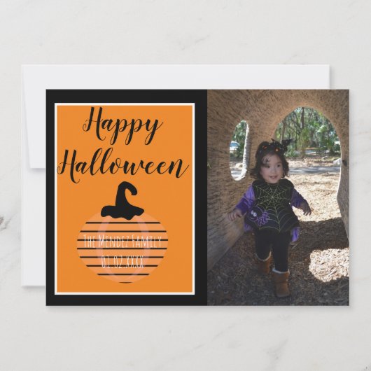 Halloween Modern Pumpkin Pattern Fotokarte Feiertagskarte (Vorderseite)