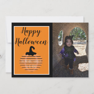 Halloween Modern Pumpkin Pattern Fotokarte Feiertagskarte
