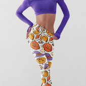Halloween Modern Spooky Black Cat Pumpkins Hexe Leggings