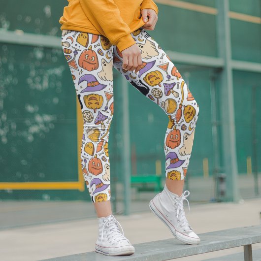 Halloween Modern Spooky Black Cat Pumpkins Hexe Leggings