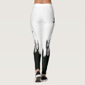 Halloween Modern Spooky Schwarz-weiß Moon Bat Tree Leggings (Rückseite)