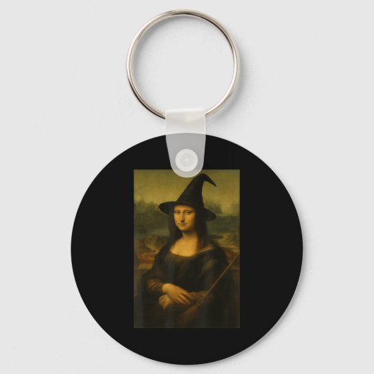 Halloween Mona Lisa Hexe  Schlüsselanhänger (Vorderseite)