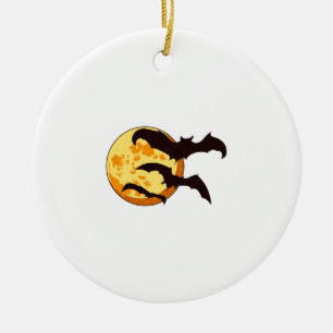 Halloween-Mond & Fledermäuse Keramik Ornament