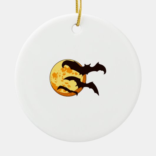 Halloween-Mond & Fledermäuse Keramik Ornament (Vorne)