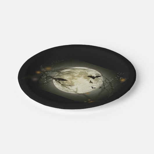 Halloween Mond Pappteller (Schrägansicht)